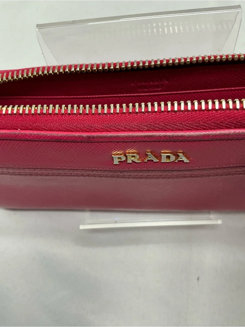 Prada Saffiano Leather Zip-Around Wallet – Raspberry Pink